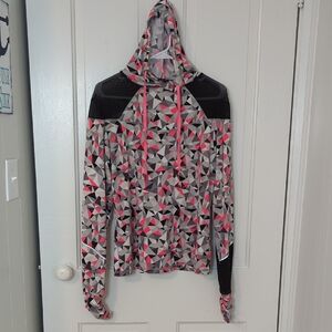 John Deere Women's Hoodie with Geometric Pattern - Black, Pink, Gray